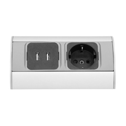 Gniazdo meblowe 1x2P+Z, 2xUSB, wersja schuko