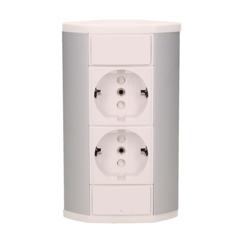 Gniazdo meblowe 2x2P+Z, schuko, biało-srebrne