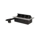 Gniazdo meblowe wpuszczane w blat z grubym rantem 3x2P+Z, przewód 1,5m 3x1,5mm?, srebrne