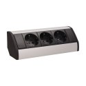 Gniazdo meblowe 3x2P+Z, schuko, czarno-srebrne