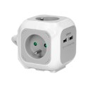 Przedłużacz 4 krotny 2P+Z, ładowarka 2xUSB, 1,4m H05VV-F 3x1mm?, szaro-biały