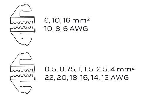 Szczypce do zaciskania końcówek tulejkowych 0.5 - 16 mm2 (22-6 AWG)