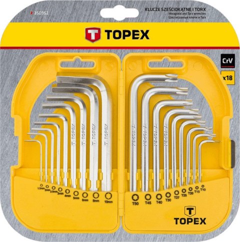 Klucze sześciokątne i Torx, zestaw 18 szt.