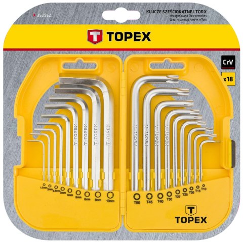 Klucze sześciokątne i Torx, zestaw 18 szt.