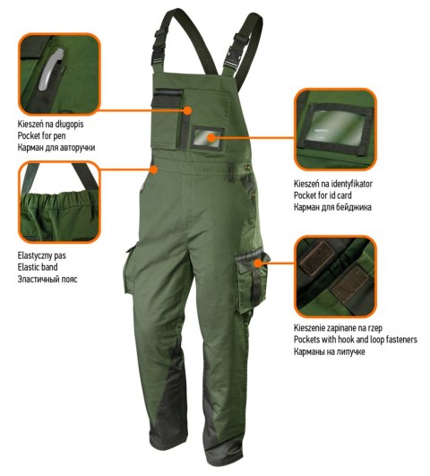 Ogrodniczki robocze CAMO olive, rozmiar S