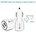 Ładowarka samochodowa Maclean, Qualcomm Quick Charge, QC 3.0 - 5V/3A, 9V/1.8A, 12V/1.6A, Gniazdo 5V/3.1A, Biała, MCE478 W