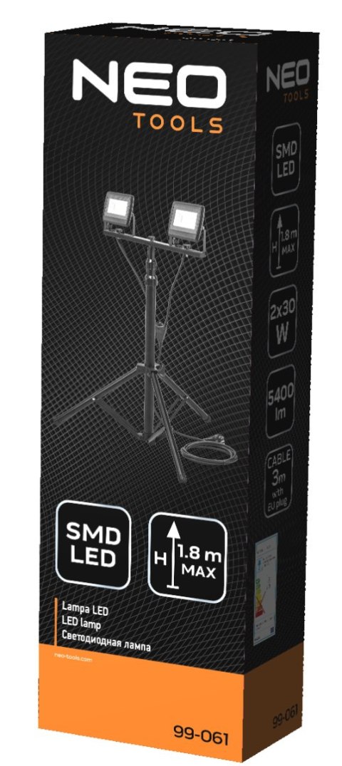 Reflektor podwójny 2x30W SMD LED 5100lm na statywie 1.8m