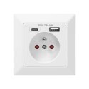 Gniazdo pojedyncze 2P+Z, USB-A + USB-C, wyjście 5VDC, max 2,8A