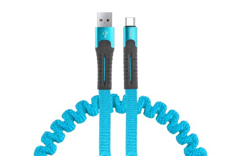 Kabel usb usb-c sprężynujący 1.2 m uc-14 amio-02531