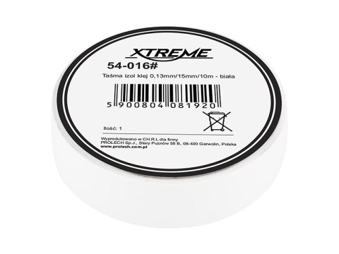 54-016# Taśma izolacyjna klejąca 0,13mm/15mm/10m - biała
