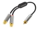91-230# Rozgałęziacz rca:wtyk-2gniazda metal z przewodem 15cm