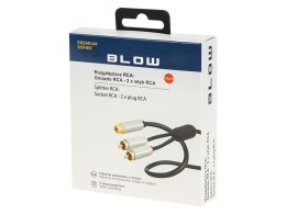 91-231# Rozgałęźnik rca:gniazdo-2wtyk metal z przewodem 15cm
