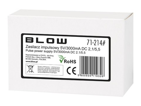 71-214# Zasilacz impulsowy 5v/3000ma 2,1/5,5