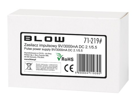 71-219# Zasilacz impulsowy 9v/3000ma 2,1/5,5