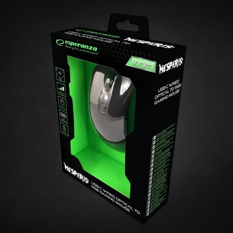 EGM303 Esperanza mysz przewod. gaming led rgb 7d opt. usb-c hesperis