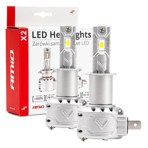 Żarówki samochodowe led seria x2 h3 6500k canbus amio-02971