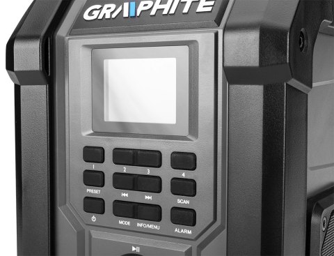 Radio budowlane akumulatorowo-sieciowe Graphite Energy+ 18V, bez akumulatora