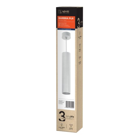 BARBRA PLR GU10 oprawa wisząca max 7W, IP20, okrągła, biała, aluminium