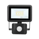 FARO S LED naświetlacz z PIR 10W, 800lm, IP44, 4000K, aluminium + szkło