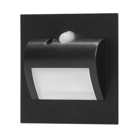 DRACO LED NEW 1,5W, oprawa schodowa podtynkowa, 12VDC, 30lm, 3000K, czarny, czujnik ruchu i zmierzchu