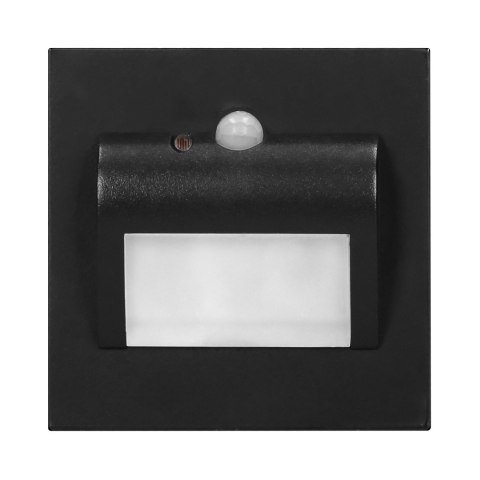 DRACO LED NEW 1,5W, oprawa schodowa podtynkowa, 12VDC, 30lm, 3000K, czarny, czujnik ruchu i zmierzchu