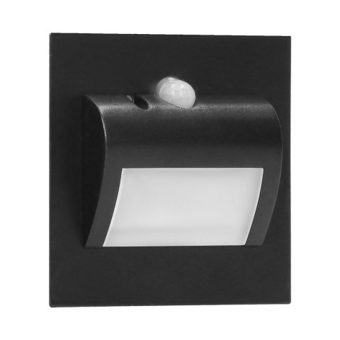 DRACO LED NEW 1,5W, oprawa schodowa podtynkowa, 12VDC, 30lm, 3000K, czarny, czujnik ruchu i zmierzchu