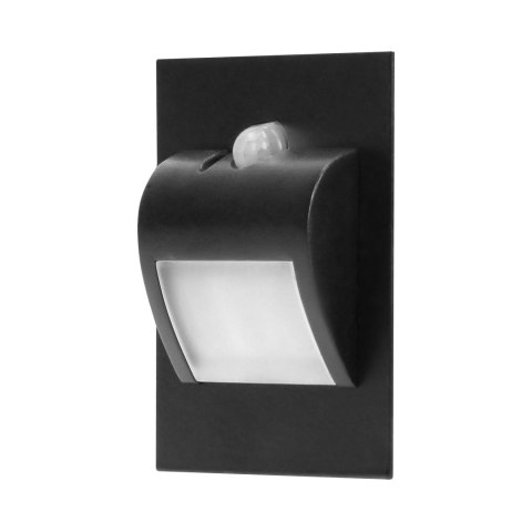 DRACO LED NEW 1,5W, oprawa schodowa podtynkowa, 12VDC, 30lm, 3000K, czarny, czujnik ruchu i zmierzchu