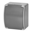 Gniazdo pojedyncze 2P+Z Schuko AQUATIC, IP44, szaro-grafitowe