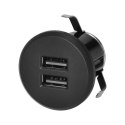 Ładowarka 2XUSB 3,4A, wpuszczana w blat, czarna