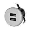 Ładowarka 2XUSB 3,4A, wpuszczana w blat, srebrna