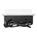 Gniazda meblowe wpuszczane w blat z płaskim frezowanym rantem, ładowarką USB i przewodem 1,5m, 2x2P+Z, 2xUSB (typ A+C; 3,6A), bi