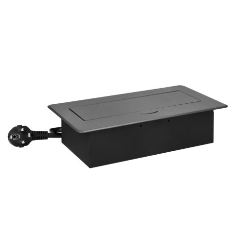 Gniazda meblowe wpuszczane w blat z płaskim frezowanym rantem, ładowarką USB i przewodem 1,5m, 2x2P+Z, 2xUSB (typ A+C; 3,6A), gr