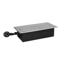 Gniazda meblowe wpuszczane w blat z płaskim frezowanym rantem, ładowarką USB i przewodem 1,5m, 2x2P+Z, 2xUSB (typ A+C; 3,6A), sr