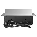 Gniazda meblowe wpuszczane w blat z płaskim frezowanym rantem, ładowarką USB i przewodem 1,5m, 2x2P+Z, 2xUSB (typ A+C; 3,6A), sr
