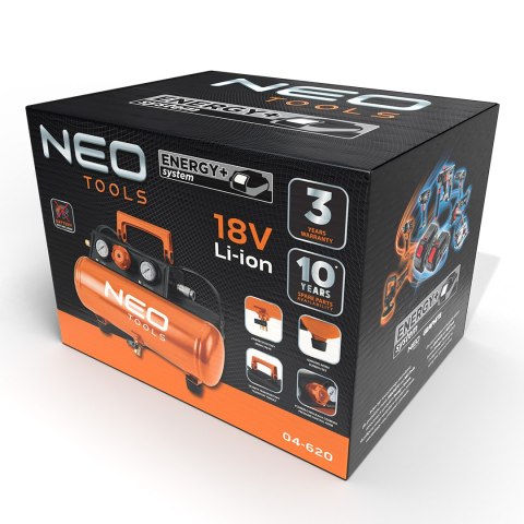 Kompresor akumulatorowy Energy+ 18V, 8 bar, 3.8 l, bez akumulatora