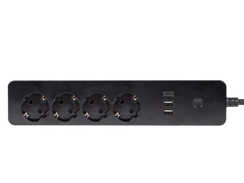 98-421# Inteligentna listwa zasilająca czarna 3m 2xusb+usb-c wifi tuya