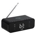AD 1192 black Radiobudzik z bezprzewodową ładowarką i fm