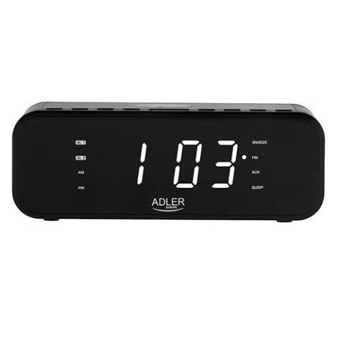 AD 1192 black Radiobudzik z bezprzewodową ładowarką i fm