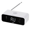 AD 1192 white Radiobudzik z bezprzewodową ładowarką i fm