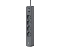 Listwa zasilająca antyprzepięciowa TRACER Power Line+ mobile ready 1.5 m (4 gniazda + 1x USB A+ 1x Type C, PD20W)