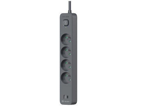 Listwa zasilająca antyprzepięciowa TRACER Power Line+ mobile ready 1.5 m (4 gniazda + 1x USB A+ 1x Type C, PD20W)