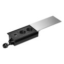 Gniazdo meblowe z przesuwną pokrywą, 2x2P+Z (Schuko), USB A+C, srebrne
