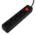 Przedłużacz listwowy 1.5 m, 3 x 1.5 mm2, 4G, czarny, ON/OFF