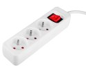 Przedłużacz listwowy 3 m, 3 x 1.5 mm2, 3G, biały, ON/OFF