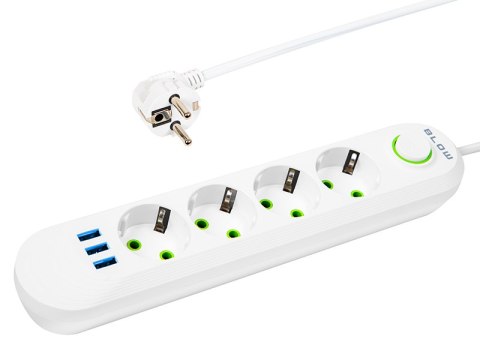98-224# Przedłużacz sieciowy ps-430 4-gniazda 3xusb 3m biały 3x1mm