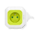 Przedłużacz 4-krotny z ładowarką 2xUSB 1,4m limonkowy