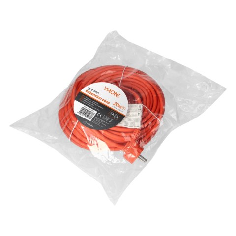 Przedłużacz ogrodowy jednogniazdowy Schuko, PVC 3x1mm?, długość 20m