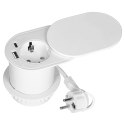 Gniazdo meblowe ?6cm, wpuszczane w blat z przesuwną pokrywką, ładowarką USB i przewodem 1,9m, 1x2P+Z (Schuko), 2xUSB (typ A+C; P