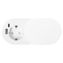 Gniazdo meblowe ?6cm, wpuszczane w blat z przesuwną pokrywką, ładowarką USB i przewodem 1,9m, 1x2P+Z (Schuko), 2xUSB (typ A+C; P