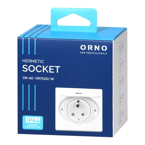 Hermetyczne gniazdo elektryczne, IP44, 1x2P+Z(Schuko), białe
